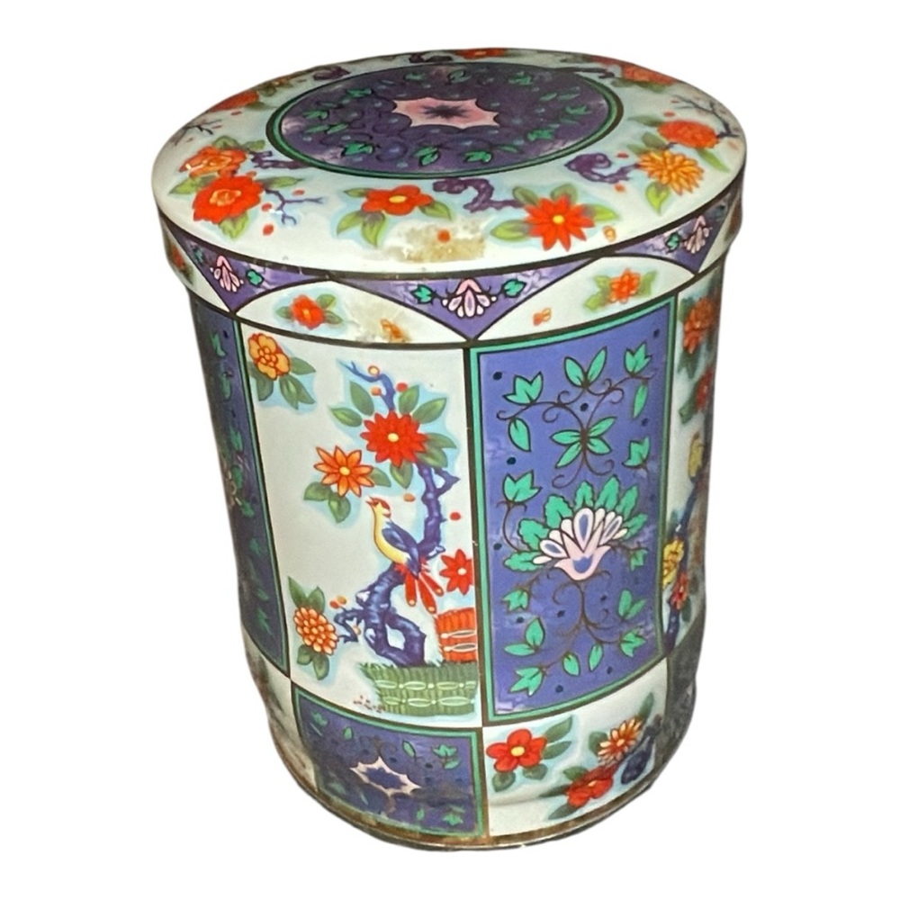 ✨ Vintage Daher Decorated Ware Lidded Canister – Floral & Bird Design ✨